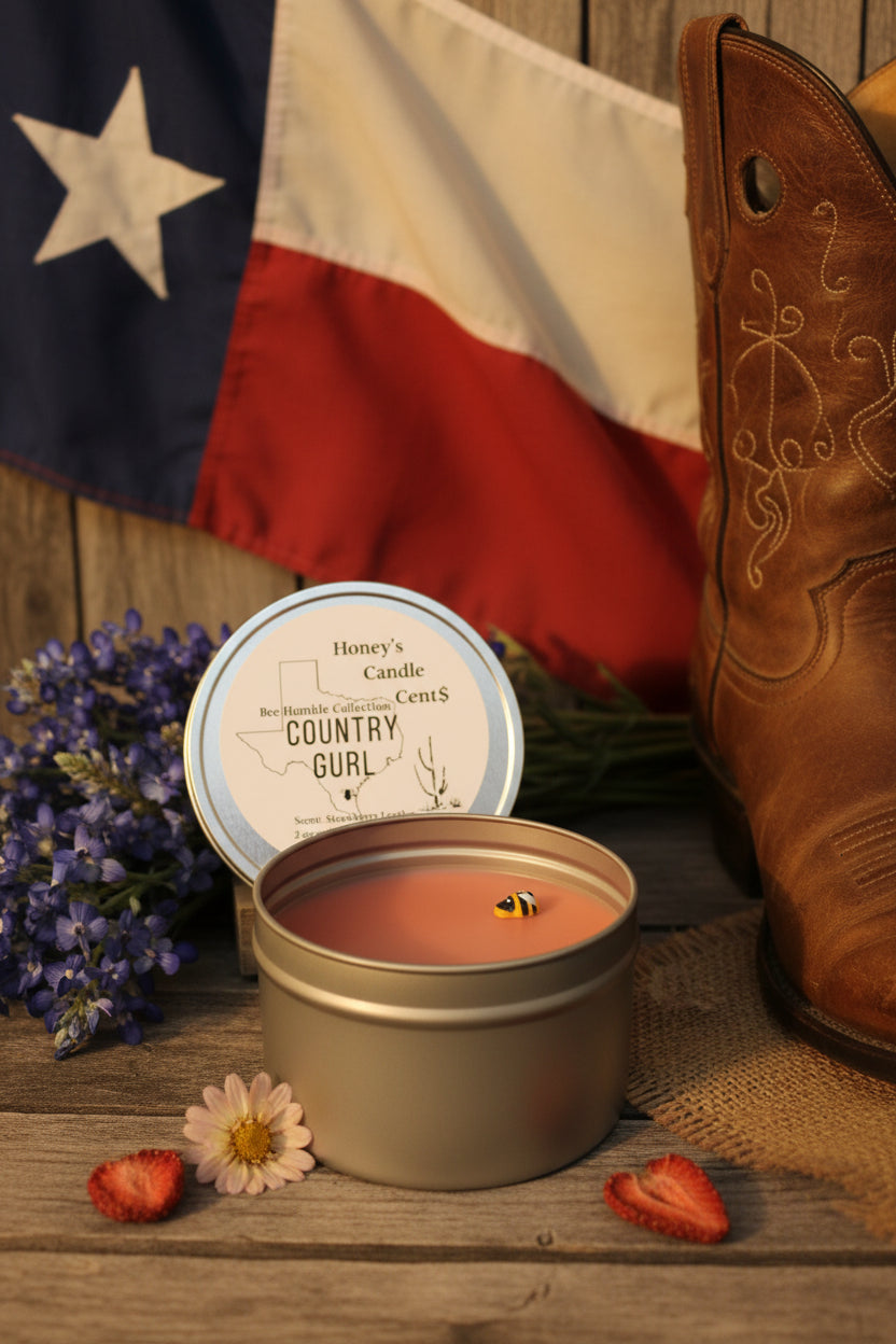 Country Gurl - Strawberry & Leather Scented Wickless Candle