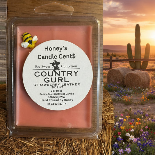3 ea Candle Melt Country Gurl - Strawberry  Leather